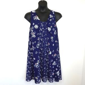 Jason Wu For Target Navy with White Florals Chiffon Sleeveless Dress Size Large